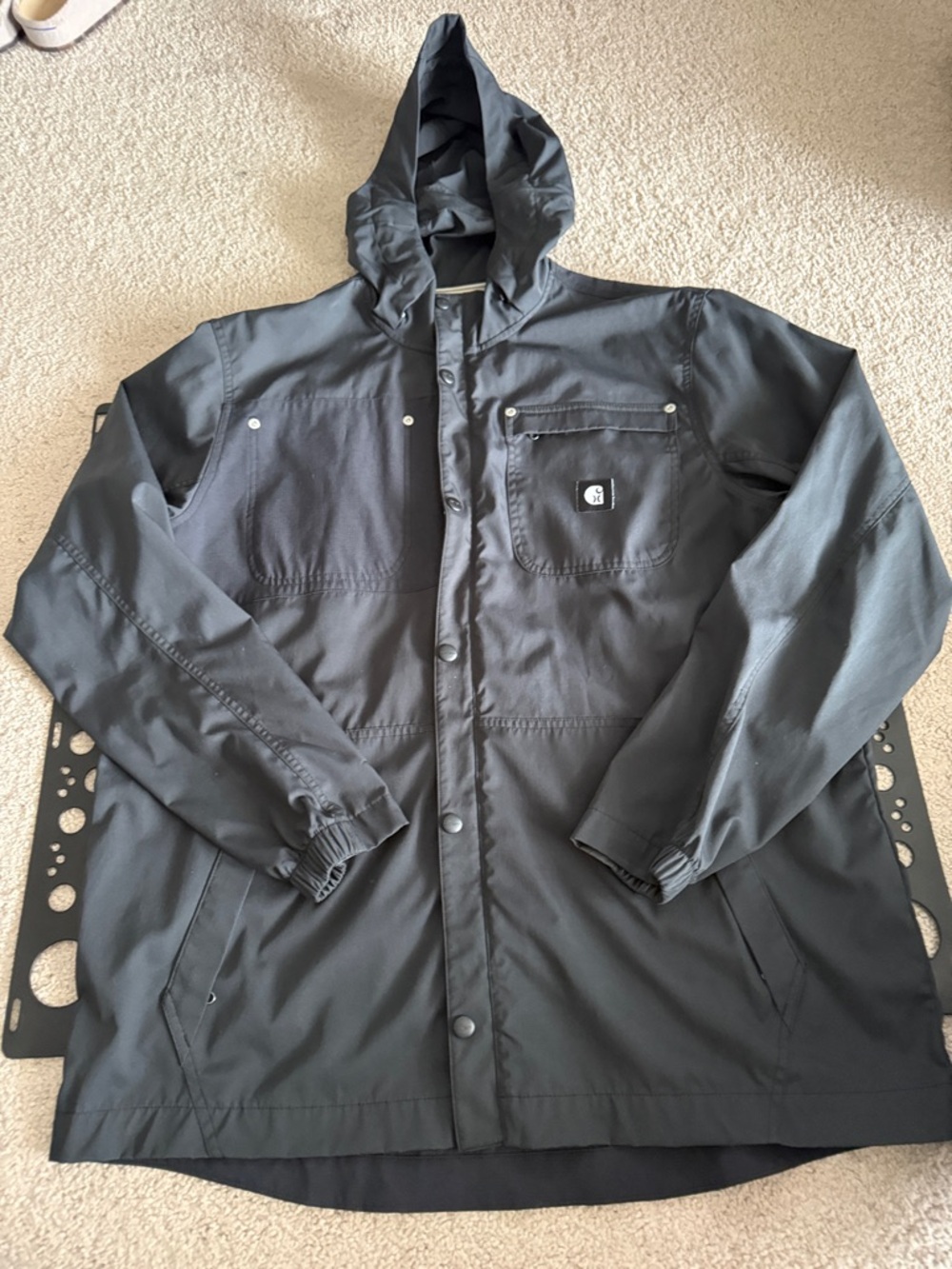 Hurley x Carhartt Men's (XL) Black Hooded Rain Jacket